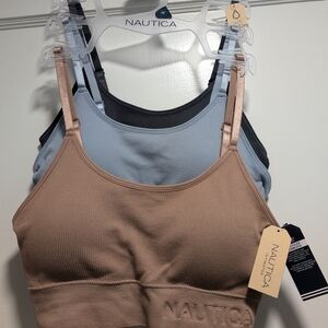 Nautica Women's Ribbed Bralette Set - Tan, Blue, Navy
